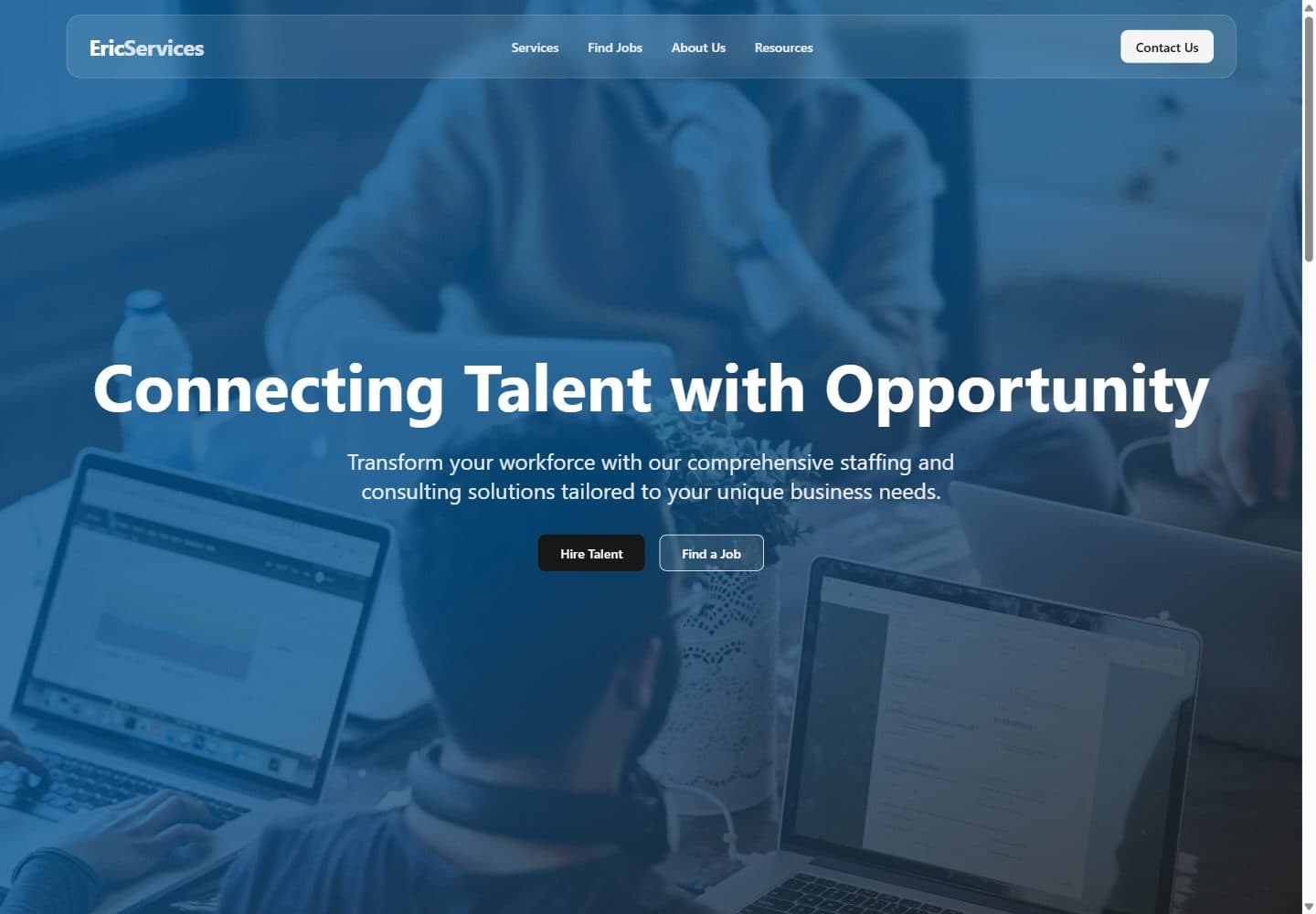 Live website preview of Eric Services
