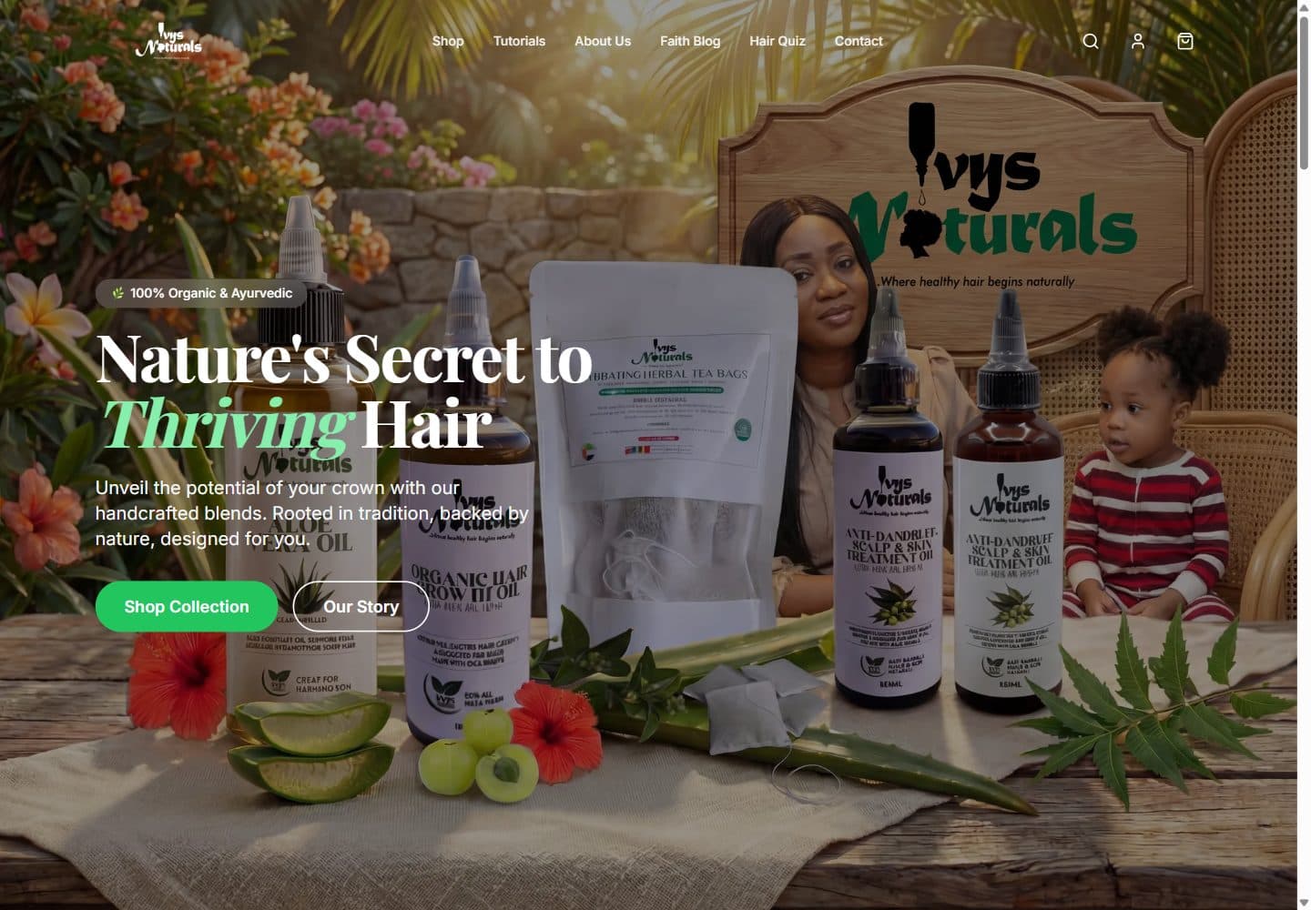 Live website preview of Ivy’s Naturals